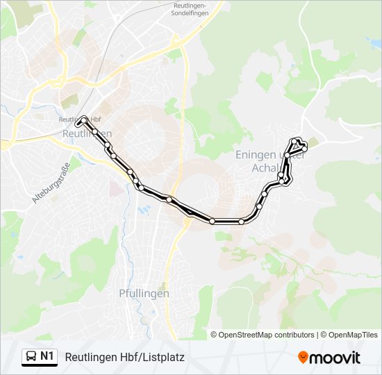 Автобус N1: карта маршрута
