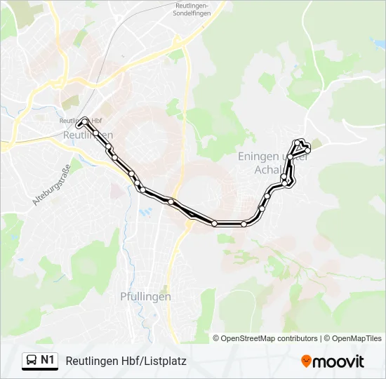 N1 Bus Line Map
