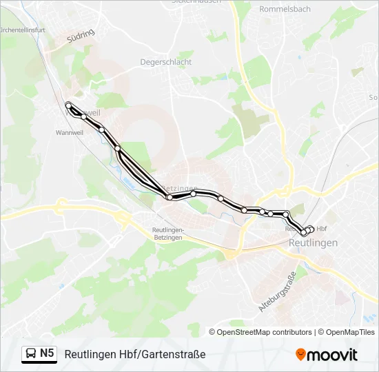 N5 Bus Line Map