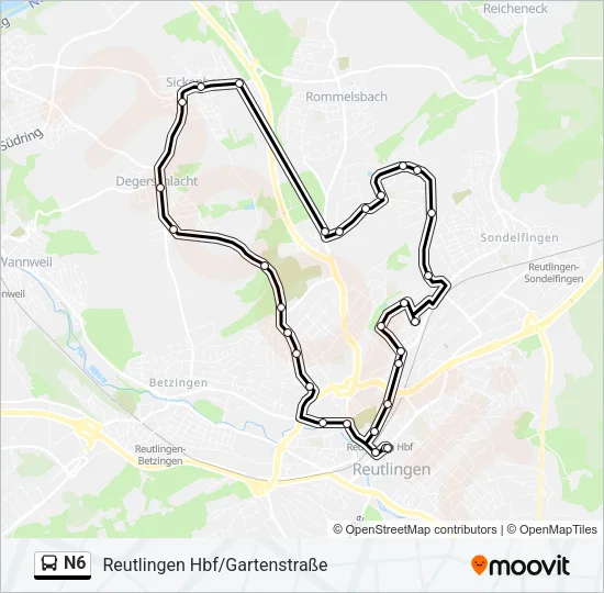 N6 Bus Line Map