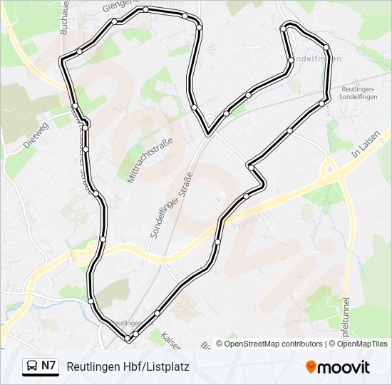 N7 Bus Line Map