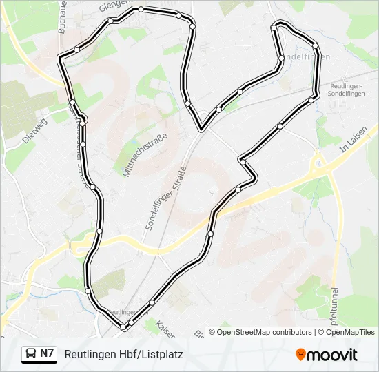 N7 Bus Line Map