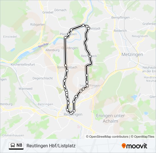 N8 Bus Line Map