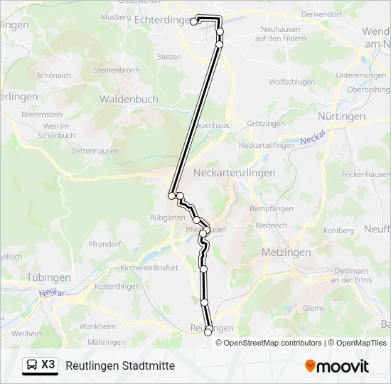 X3 Bus Line Map