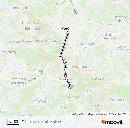 Buslinie X3 Karte