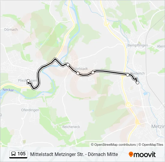 105 Bus Line Map
