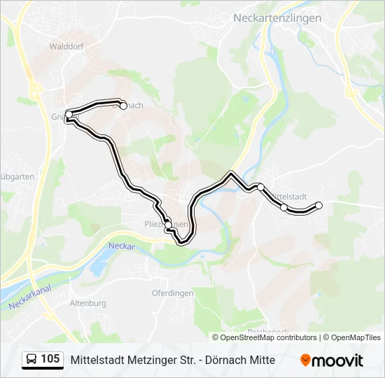 105 Bus Line Map