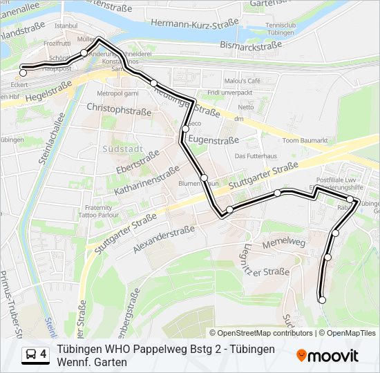 Автобус 4: карта маршрута