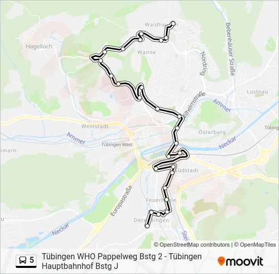Автобус 5: карта маршрута