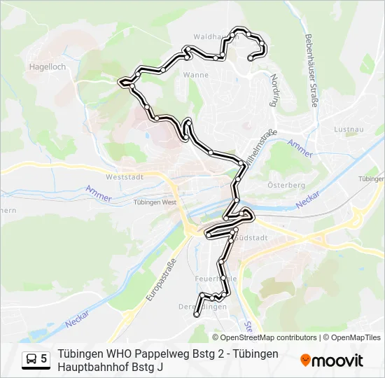 Автобус 5: карта маршрута