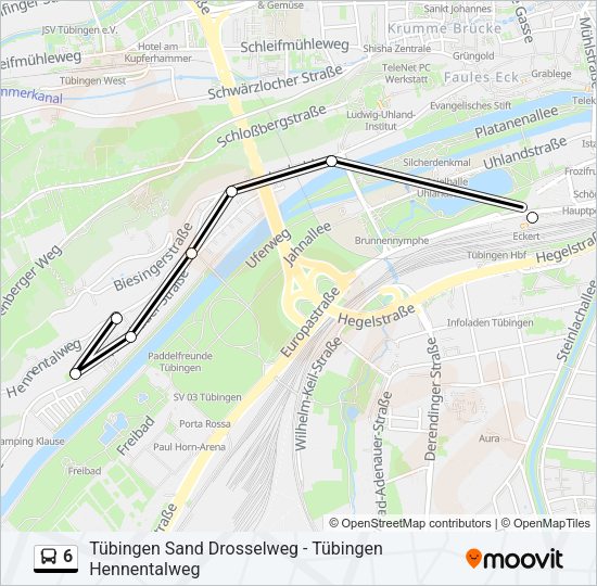 Автобус 6: карта маршрута