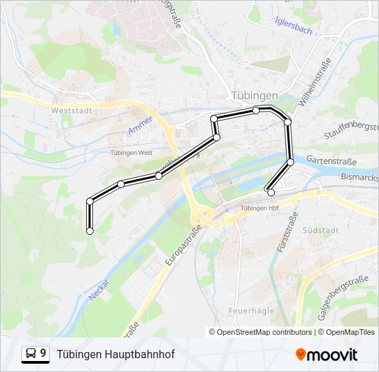 Автобус 9: карта маршрута