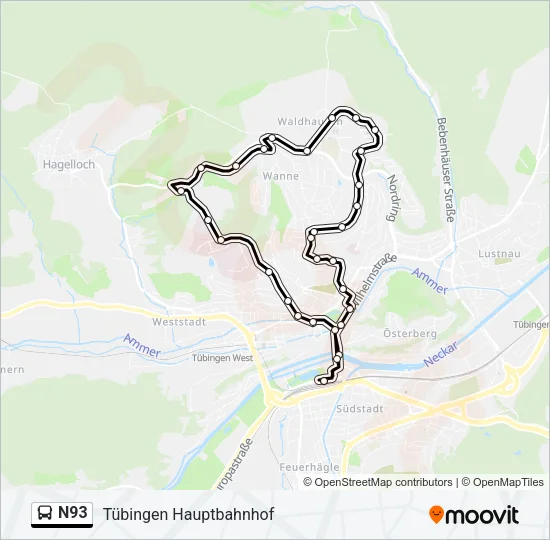 N93 Bus Line Map