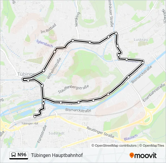 N96 Bus Line Map