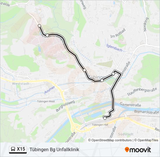 Автобус X15: карта маршрута