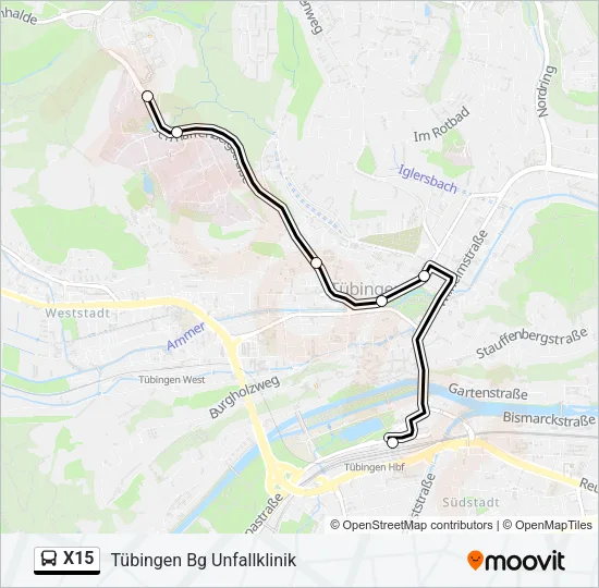 X15 Bus Line Map