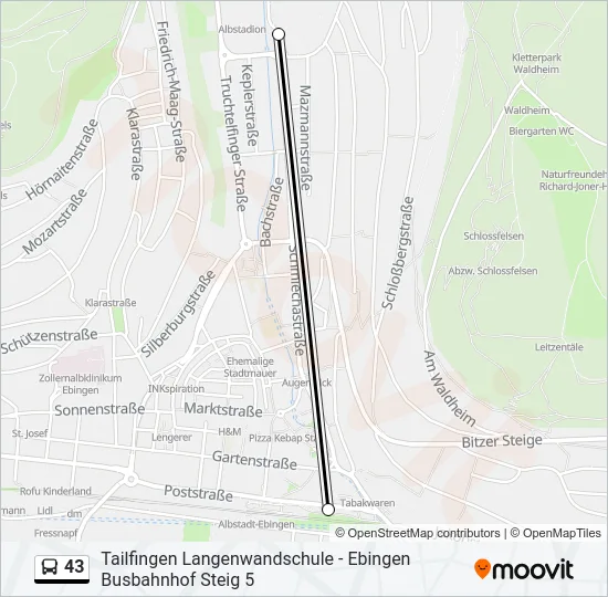 43 Bus Line Map