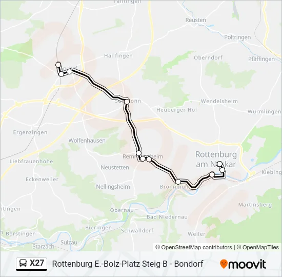 Buslinie X27 Karte