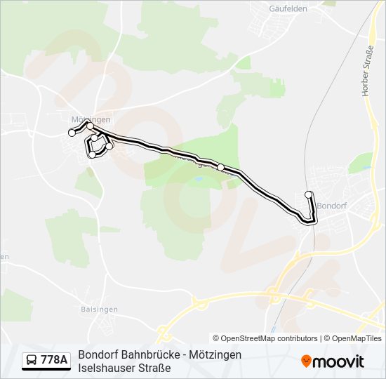 Автобус 778A: карта маршрута