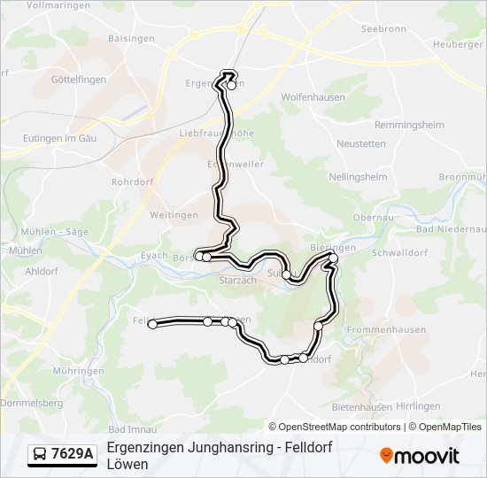 Автобус 7629A: карта маршрута