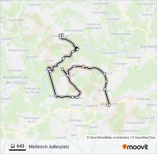 643 Bus Line Map