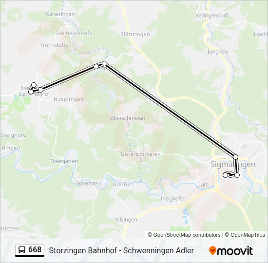 668 Bus Line Map