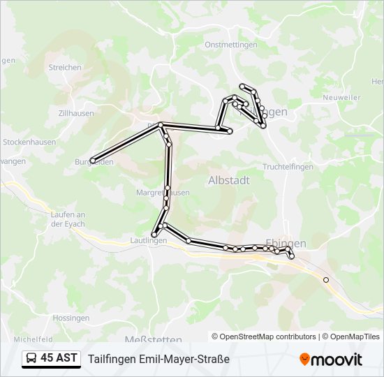 Автобус 45 AST: карта маршрута