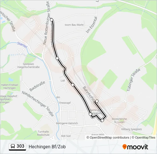 303 Bus Line Map