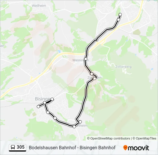 305 Bus Line Map