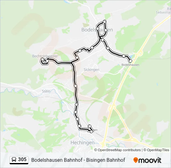 305 Bus Line Map