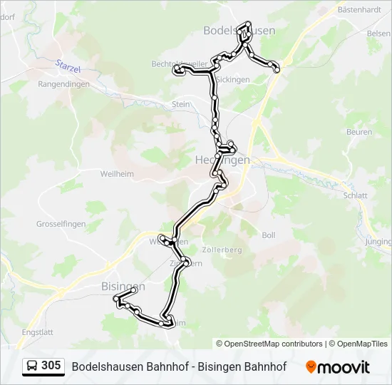 305 Bus Line Map
