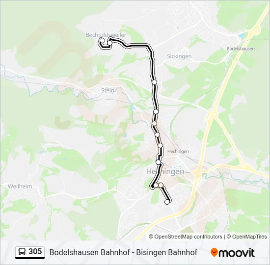 305 Bus Line Map