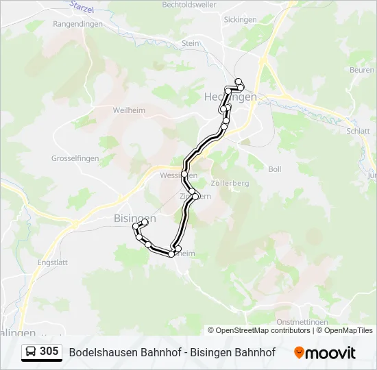 305 Bus Line Map