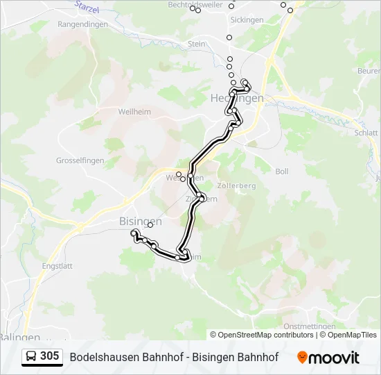 305 Bus Line Map