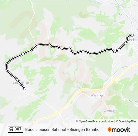 Автобус 307: карта маршрута