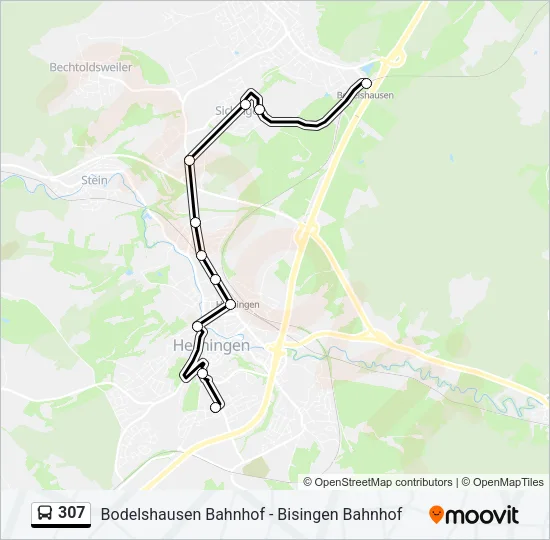307 Bus Line Map