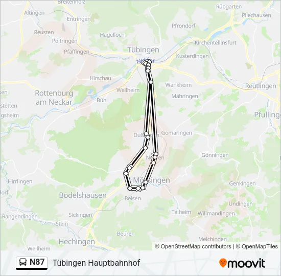N87 Bus Line Map
