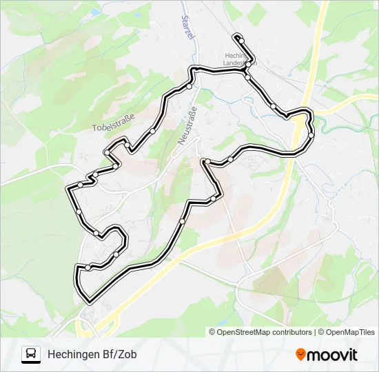 Автобус HECHINGEN BF/ZOB BSTG H2 - HECHINGEN BF/ZOB BSTG H1: карта маршрута