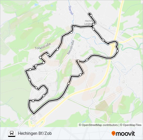 Автобус HECHINGEN BF/ZOB BSTG H2 - HECHINGEN BF/ZOB BSTG H1: карта маршрута