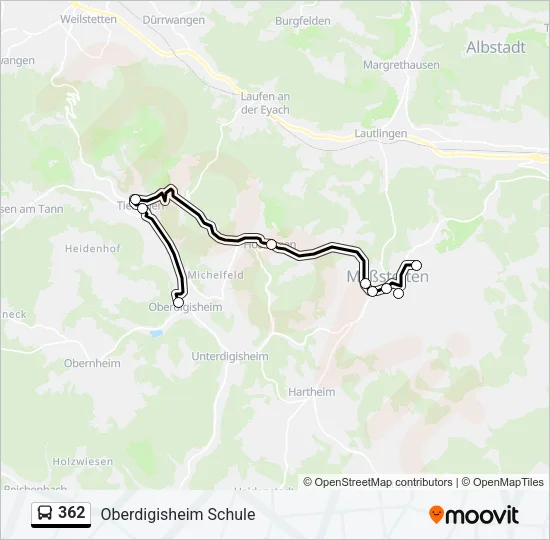 362 Bus Line Map