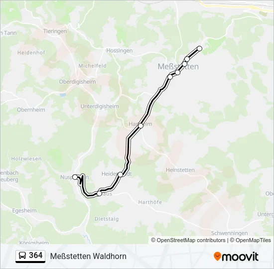 364 Bus Line Map