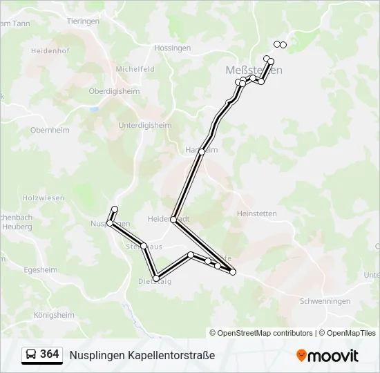 364 Bus Line Map
