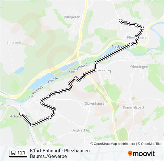 121 Bus Line Map