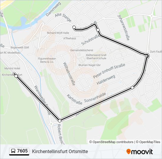 7605 Route: Fahrpläne, Haltestellen & Karten - Kirchentellinsfurt ...