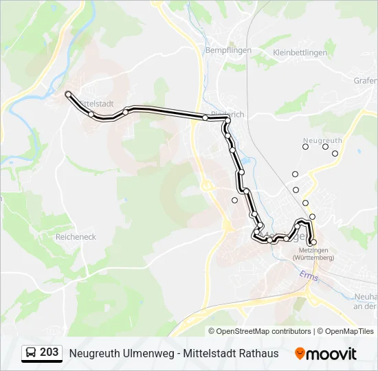203 Bus Line Map