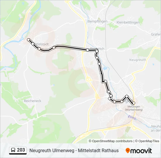 203 Bus Line Map