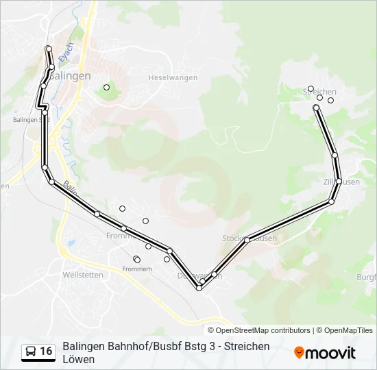 16 Bus Line Map