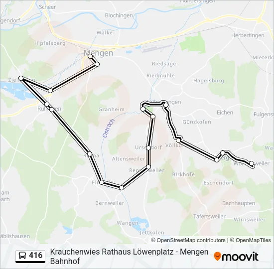 416 Bus Line Map