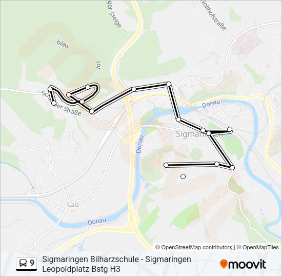 Автобус 9: карта маршрута