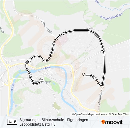Автобус 9: карта маршрута